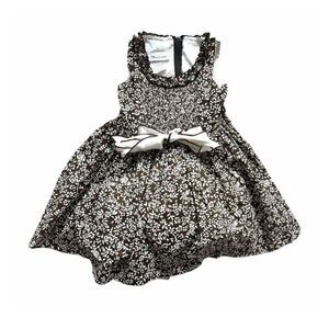 Toddler Girls Bonnie Bell Chocolate Brown Fall Leaf Print Photo Dress - Sz 2T